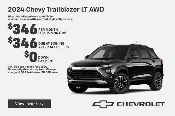 2024 Trailblazer LT AWD. Ultra-low mileage lease example for qualified lessees with a current eli...